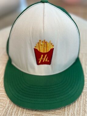 Hi-Pointe Drive in French Fry Snap Back Trucker Hat. “Hi”. Funny. Graphic hat.